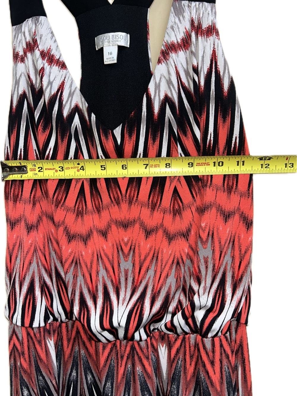 🔥5/$35🔥 Boho Tribal Print Deep V Neck Maxi Dress | Bisou Bisou | Size 16 - Picture 6 of 8
